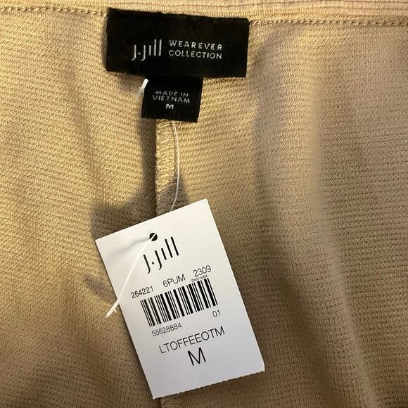 NWT J. Jill Wearever Khaki Wide Leg Pull On Knit Ribbed Texture Pants Size M - Picture 3 of 8